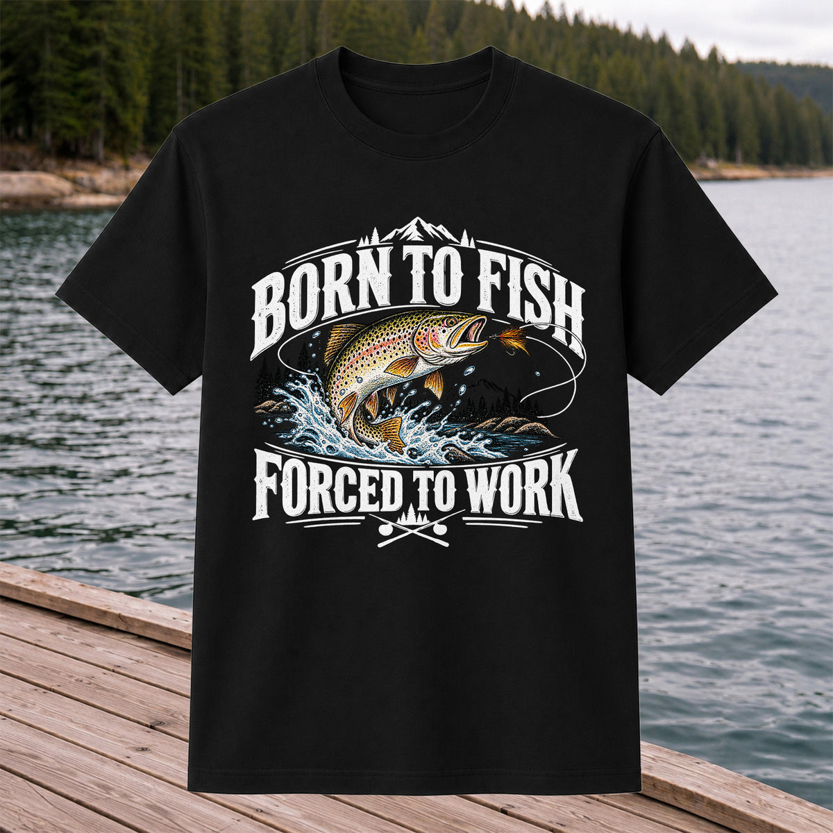Brown Trout Mountain Lake Fishing Graphic T-Shirt
