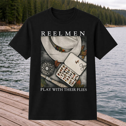 Fly Fishing T-Shirt Reelmen Play With Their Flies Vintage Fly Fisherman Tee