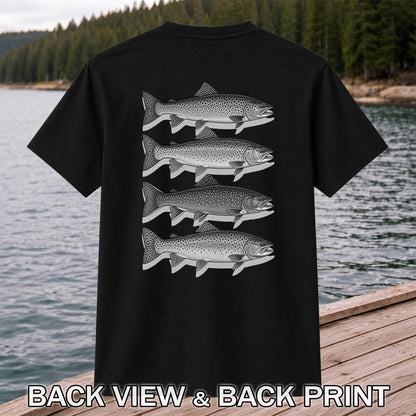 Vintage Trout Collection Freshwater Fishing Graphic T-Shirt | Back Print