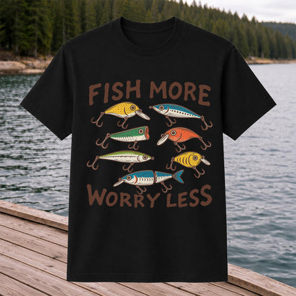 Colorful Fishing Lures and Hooks Graphic T-Shirt
