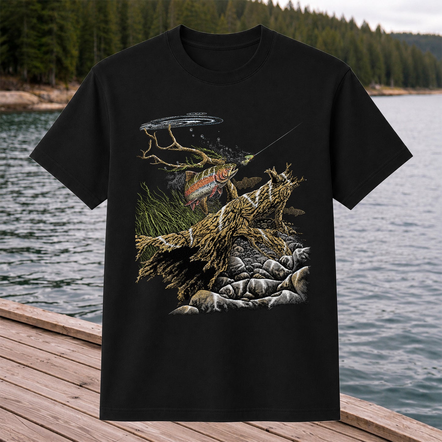 Trout Fishing T-Shirt  Fly Fishing River Tee