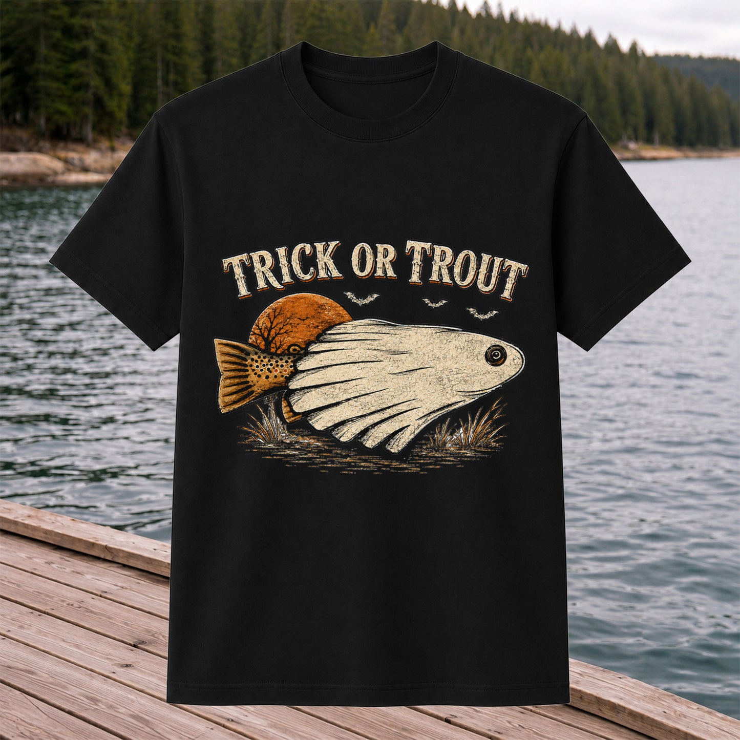 Trick or Trout Halloween Fishing T Shirt