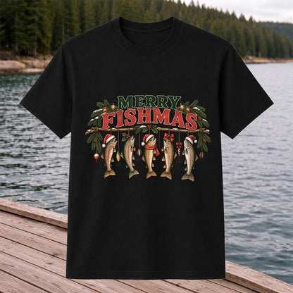 Merry Fishmas Five Christmas Trout Fishing Graphic T-Shirt