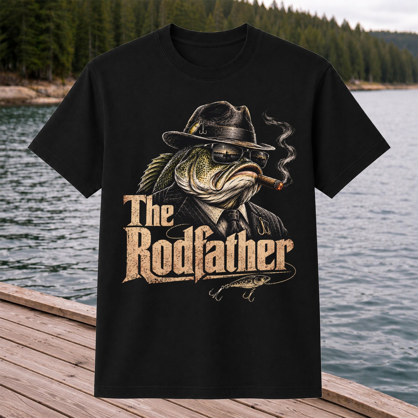The Rodfather Funny Bass Fishing Shirt