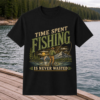 Time Spent Fishing Is Never Wasted Fly Fishing T-Shirt