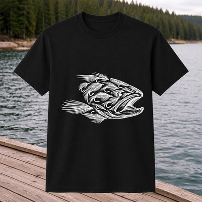 Fly Fishing Fish Design Graphic T-Shirt