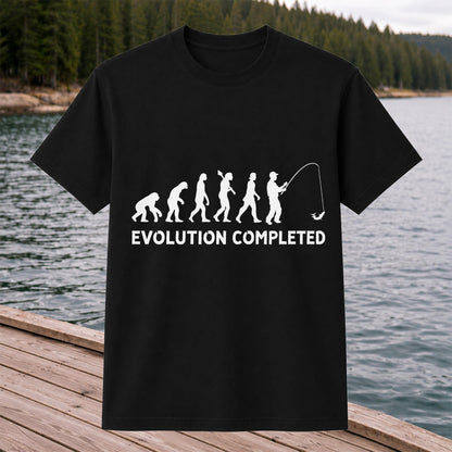 Evolution Completed Angler Silhouette Funny Fishing T-Shirt