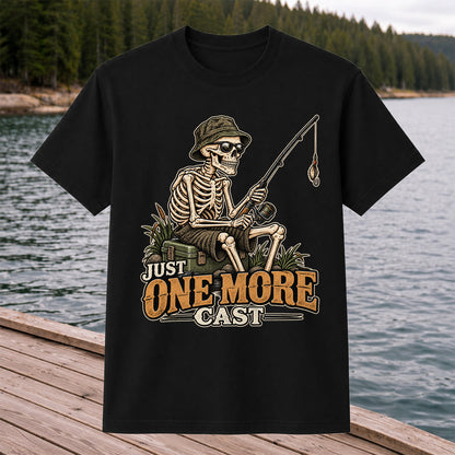 Just One More Cast Skeleton Angler Funny Fishing T-Shirt