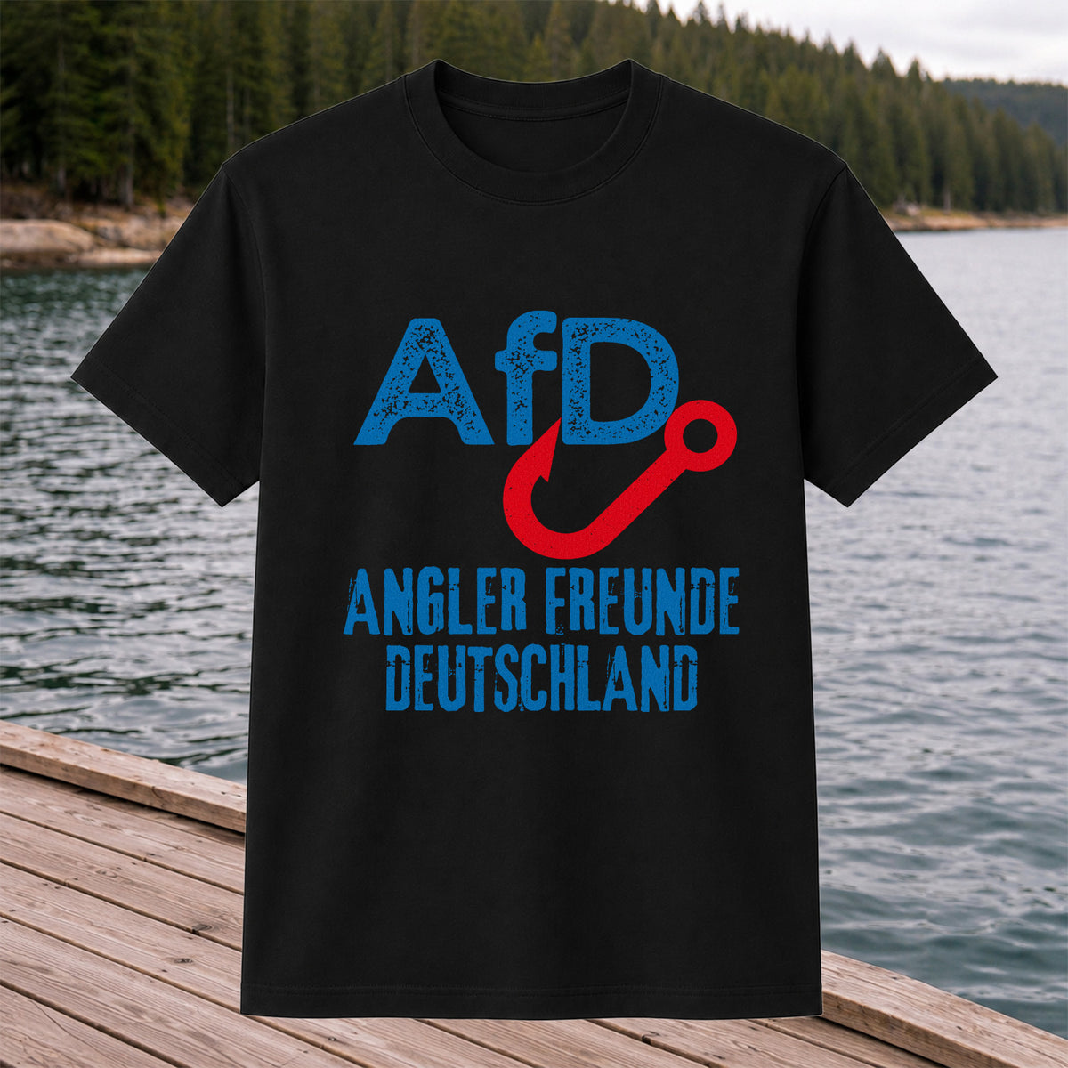AFD Angler Freunde Deutschland Fishing Hook Graphic T-Shirt