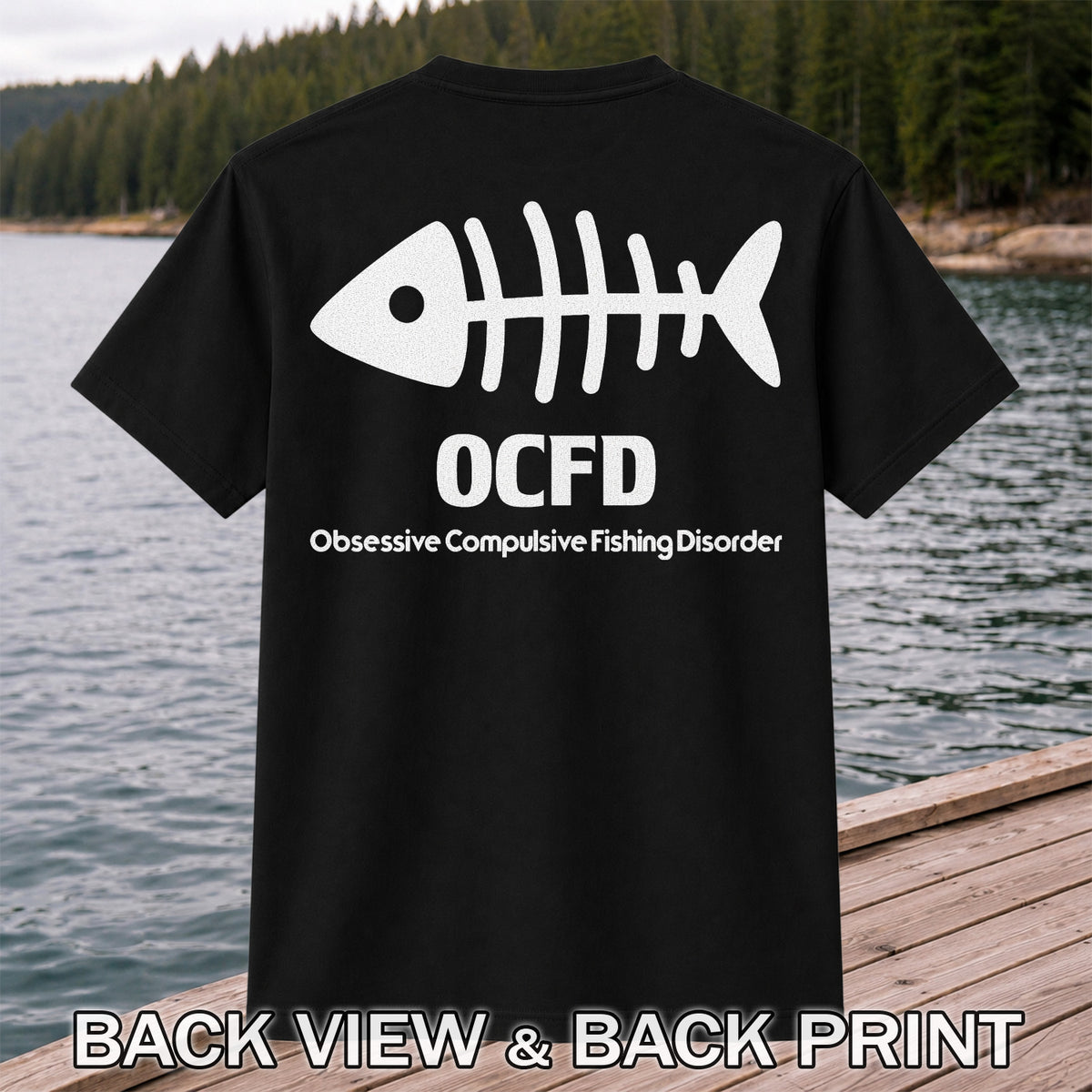 Funny Fish Skeleton Fishing Graphic T-Shirt | Back Print
