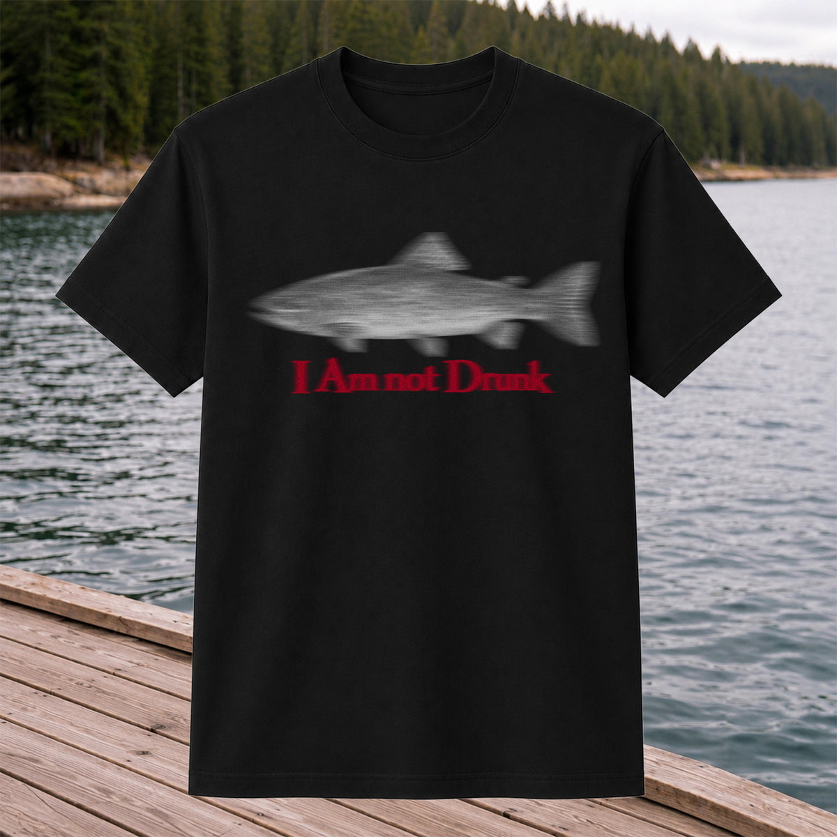I Am Not Drunk Funny Blurry Trout Fishing Graphic T-Shirt