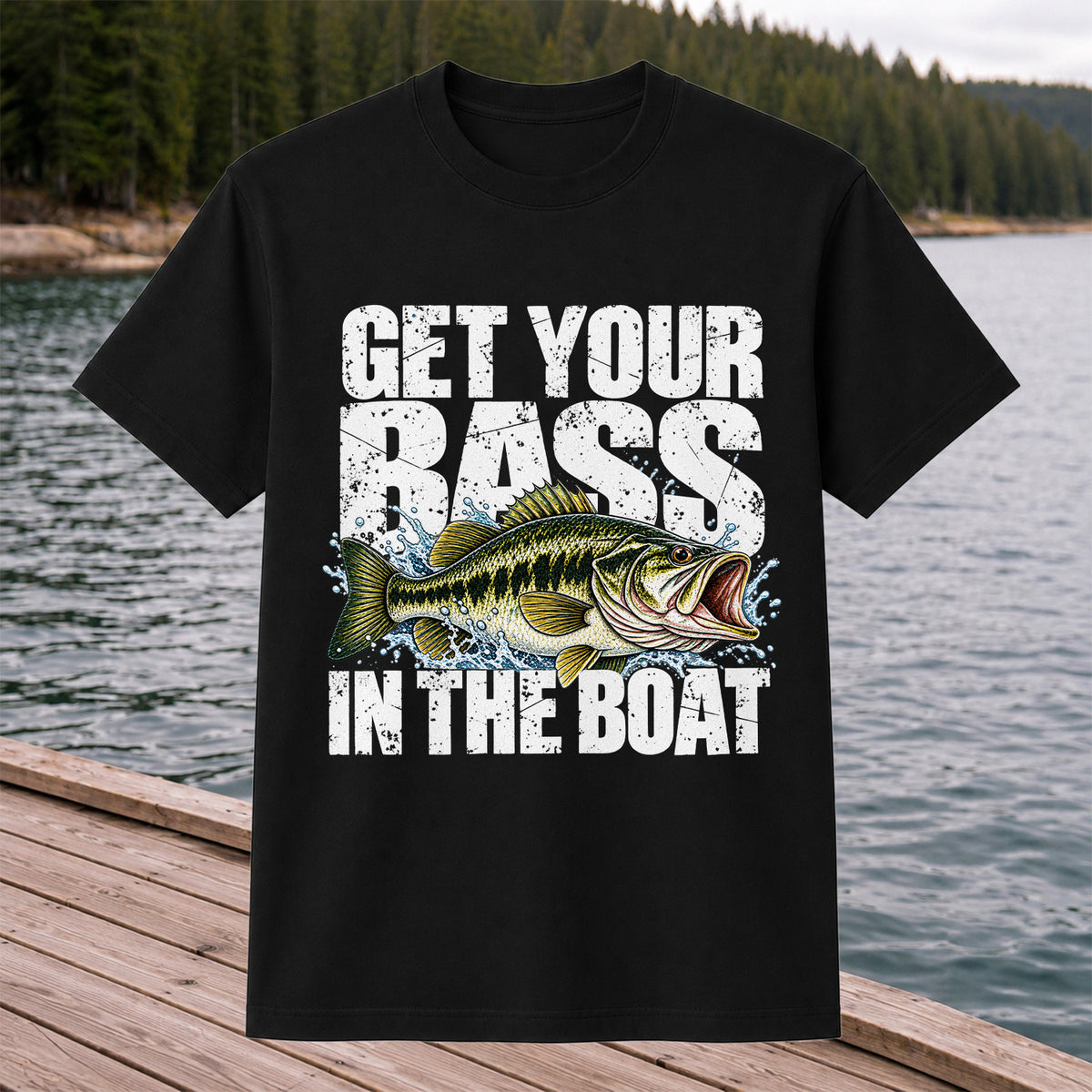 Get Your Bass in the Boat Funny Largemouth Bass Fishing T-Shirt