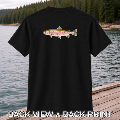 Rainbow Trout Freshwater Fishing Graphic T-Shirt | Back Print