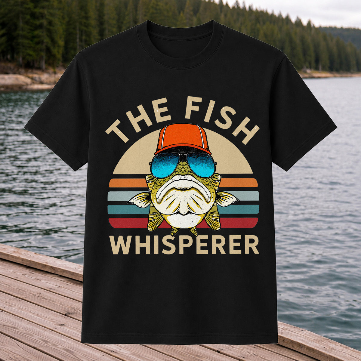 The Fish Whisperer Bass in Sunglasses Funny Fishing T-Shirt