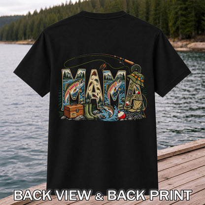 Mama Rainbow Trout Fly Fishing Vintage Graphic T-Shirt | Back Print