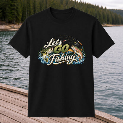 Let's Go Fishing Bass and Rainbow Trout Graphic T-Shirt
