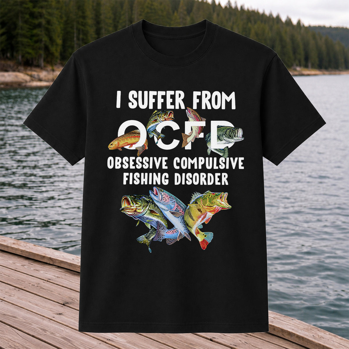 Fishing Obsession Colorful Fish Graphic T-Shirt