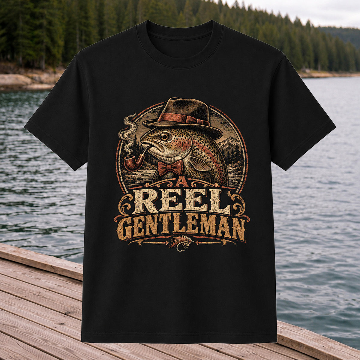 A Reel Gentleman Trout Fishing Vintage Graphic T-Shirt
