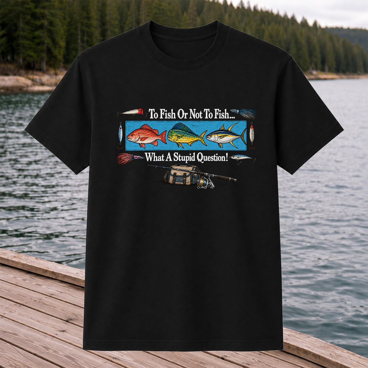 To Fish or Not to Fish... What a Stupid Question! Snapper Mahi Mahi Tuna Fishing T-Shirt