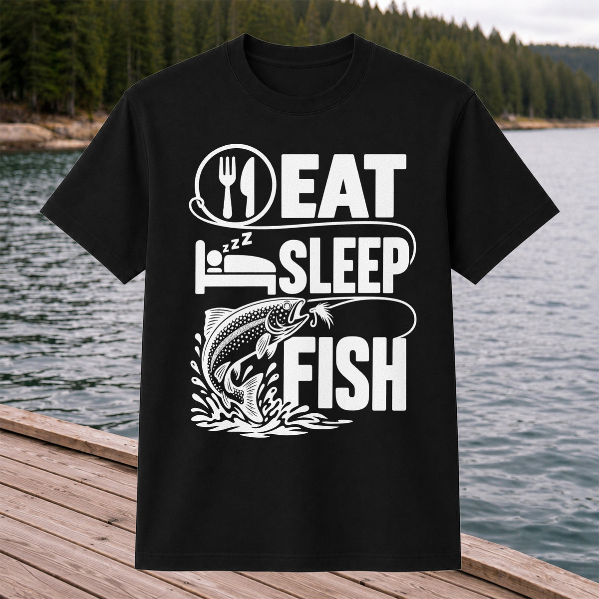 Eat Sleep Fish Trout Fly Fishing Graphic T-Shirt