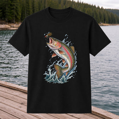 Rainbow Trout Leaping for a Fly Fishing Graphic T-Shirt