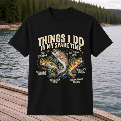 Things I Do in My Spare Time Bass, Rainbow Trout and Perch Fishing T-Shirt