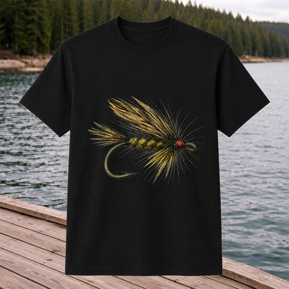 Vintage Fly Fishing Lure and Hook Graphic T-Shirt