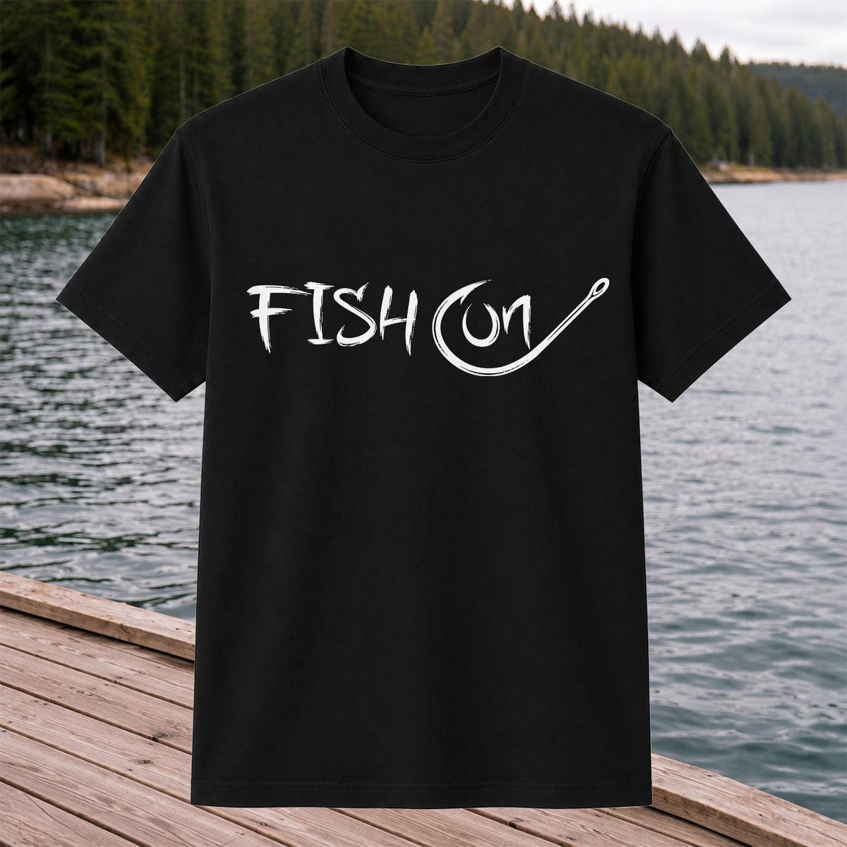 Fish On Fishing Hook Minimalist Graphic T-Shirt