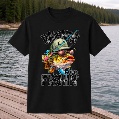Wishin' I Was Fishin' Funny Sunfish Graphic T-Shirt