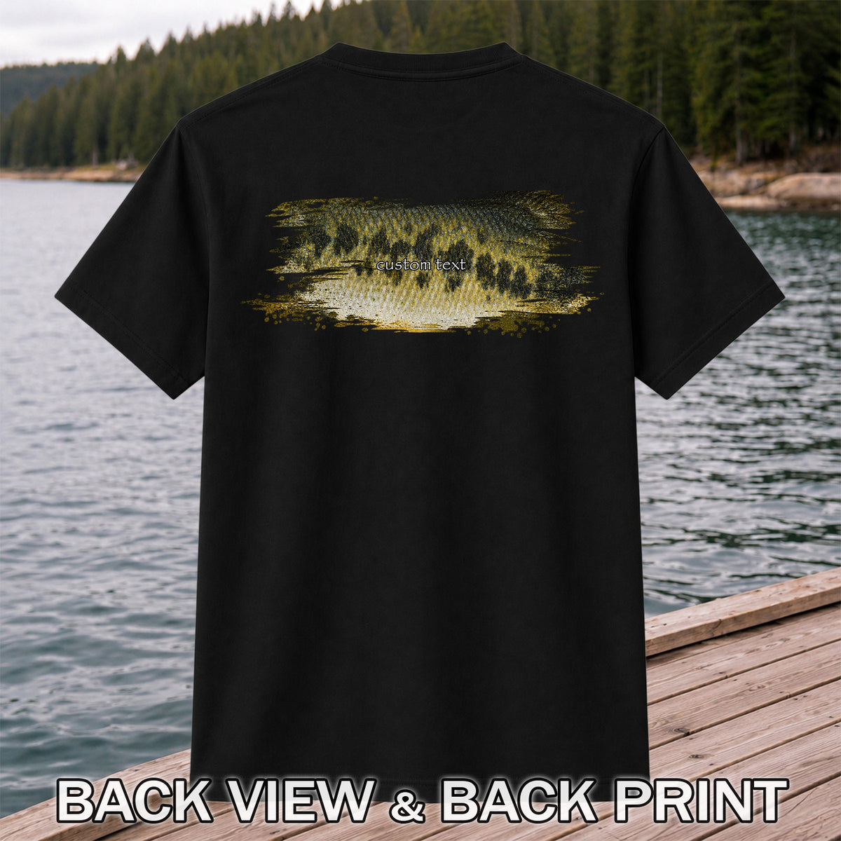 Custom Text Bass Fishing Graphic T-Shirt | Back Print