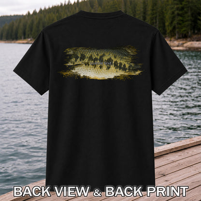 Custom Text Bass Fishing Graphic T-Shirt | Back Print