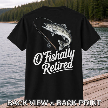Retired Trout Fishing Rod Graphic T-Shirt | Back Print