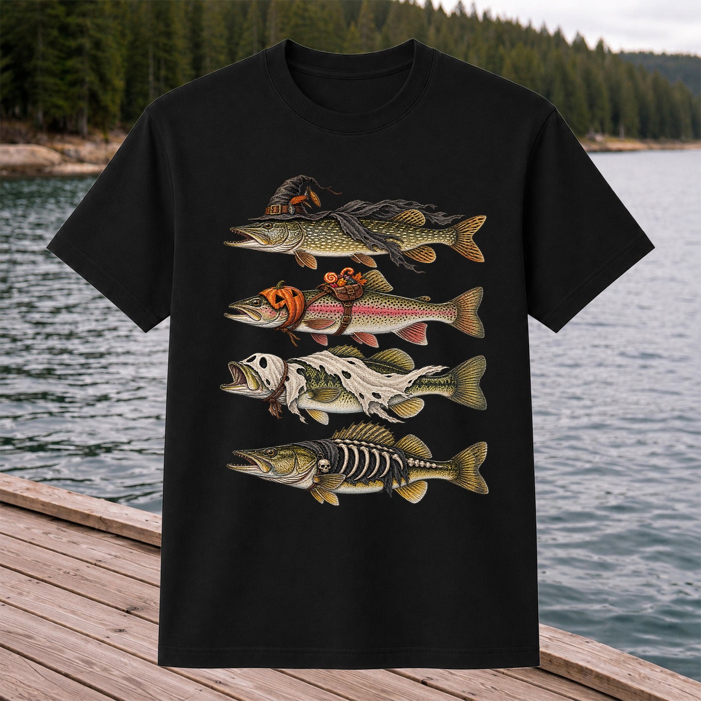 Halloween Costume Fish Freshwater Fishing Graphic T-Shirt
