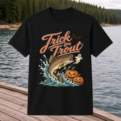 Trick or Trout Halloween Trout Fishing Graphic T-Shirt