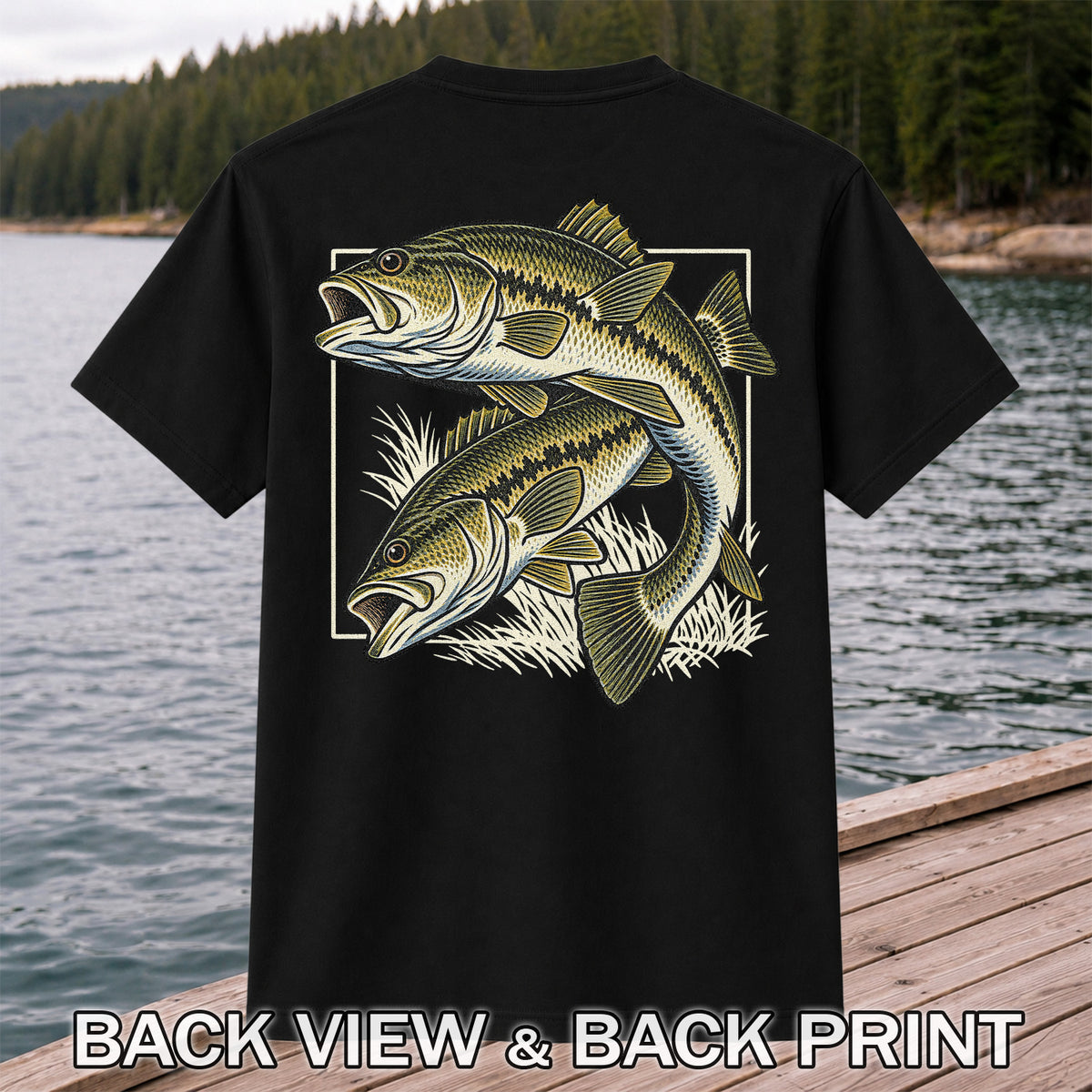 Vintage Bass Fishing Graphic T-Shirt | Back Print