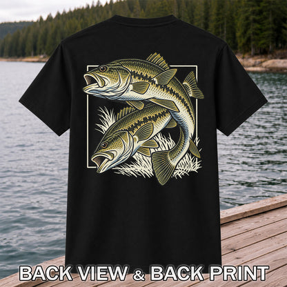 Vintage Bass Fishing Graphic T-Shirt | Back Print
