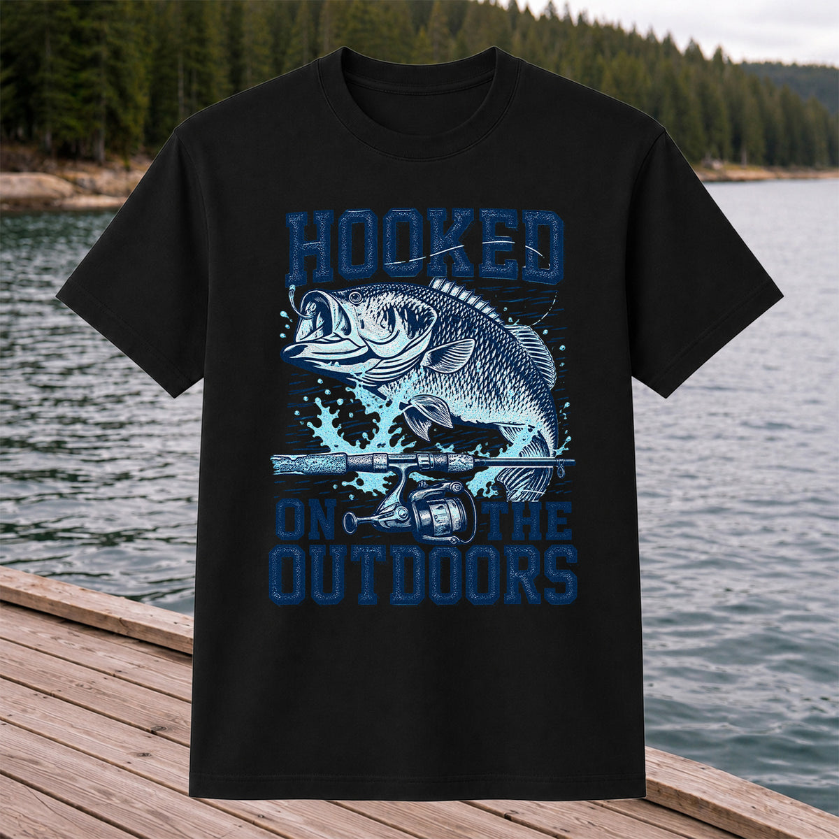 Hooked on the Outdoors Bass Fishing Graphic T-Shirt