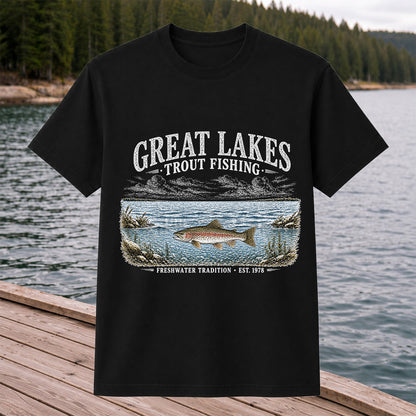 Great Lakes Trout Fishing Freshwater Tradition Est. 1978 Graphic T-Shirt