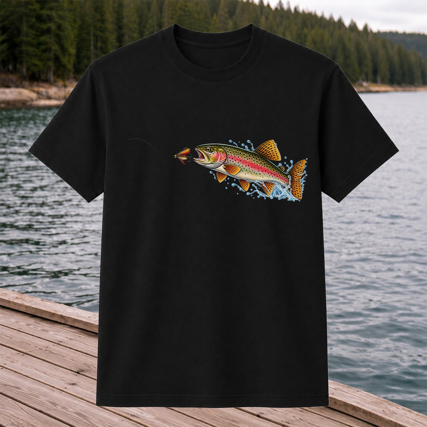Rainbow Trout Chasing a Fly Fishing Graphic T-Shirt