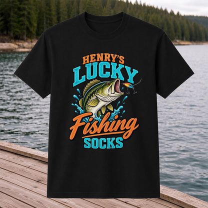 Henry's Lucky Fishing Socks Jumping Bass Graphic T-Shirt