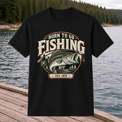 Born to Go Fishing Est. 1975 Vintage Bass Graphic T-Shirt