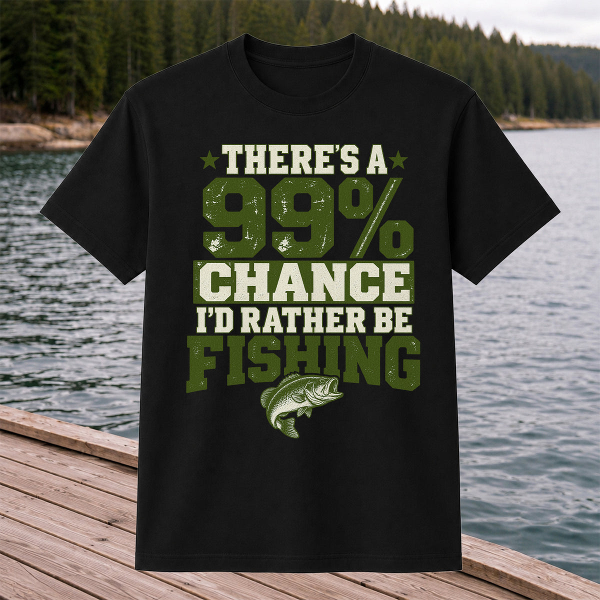 99 Percent Chance I’d Rather Be Fishing Graphic T-Shirt