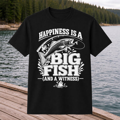 Happiness Is a Big Fish (And a Witness) Funny Trout Fishing T-Shirt