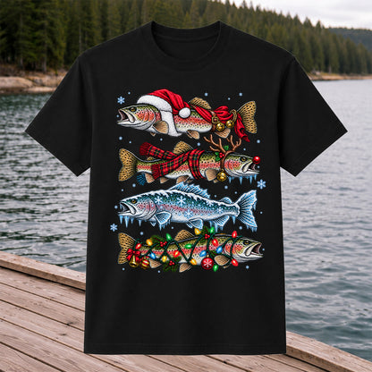 Christmas Rainbow Trout Holiday Fishing Graphic T-Shirt
