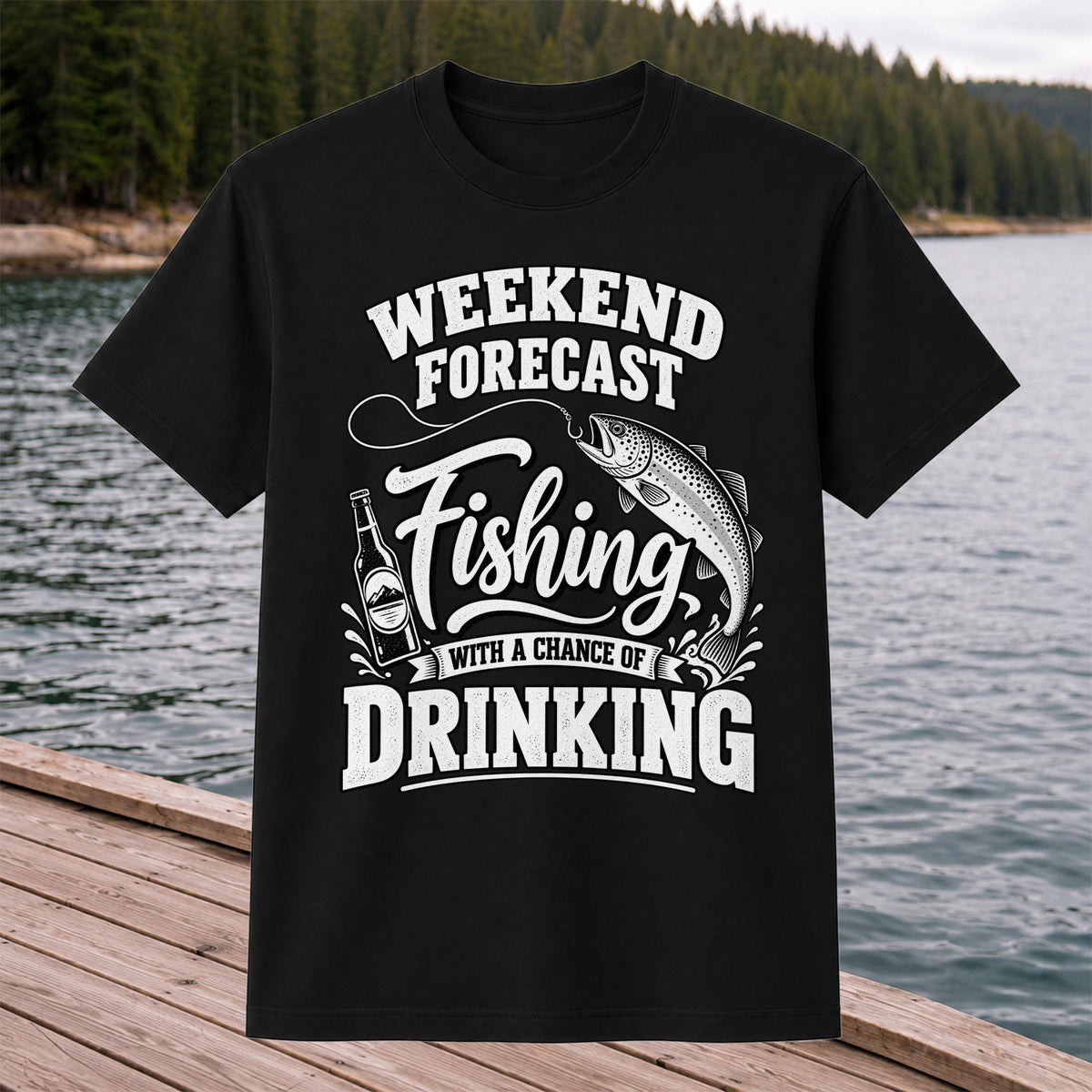 Weekend Forecast Fishing With a Chance of Drinking Trout T-Shirt