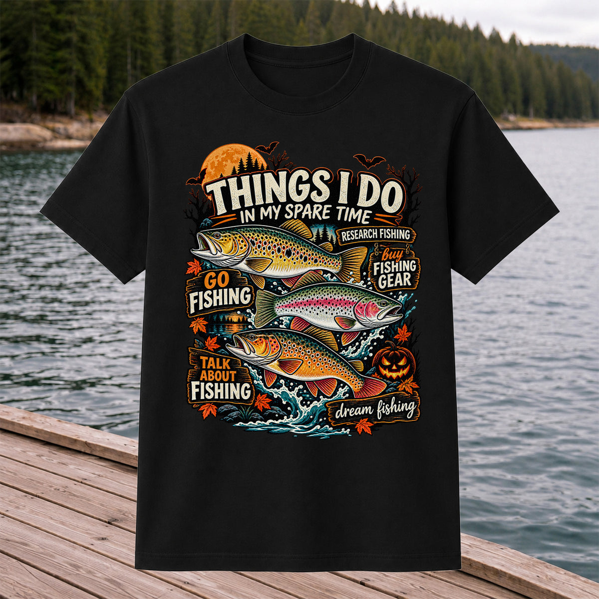Things I Do in My Spare Time Halloween Trout Fishing T-Shirt