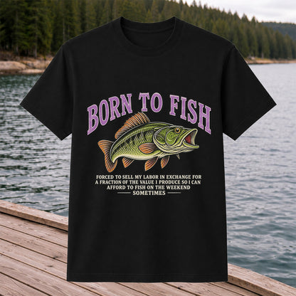 Born to Fish Funny Bass Fishing Graphic T-Shirt
