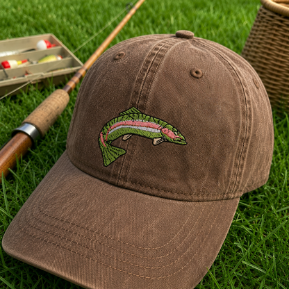 RAINBOW TROUT HAT - One Embroidered Men Women Fish Wildlife Cap