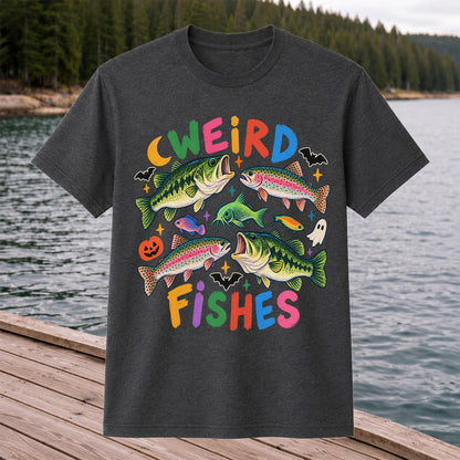 Weird Fishes Halloween Bass and Rainbow Trout Fishing T-Shirt