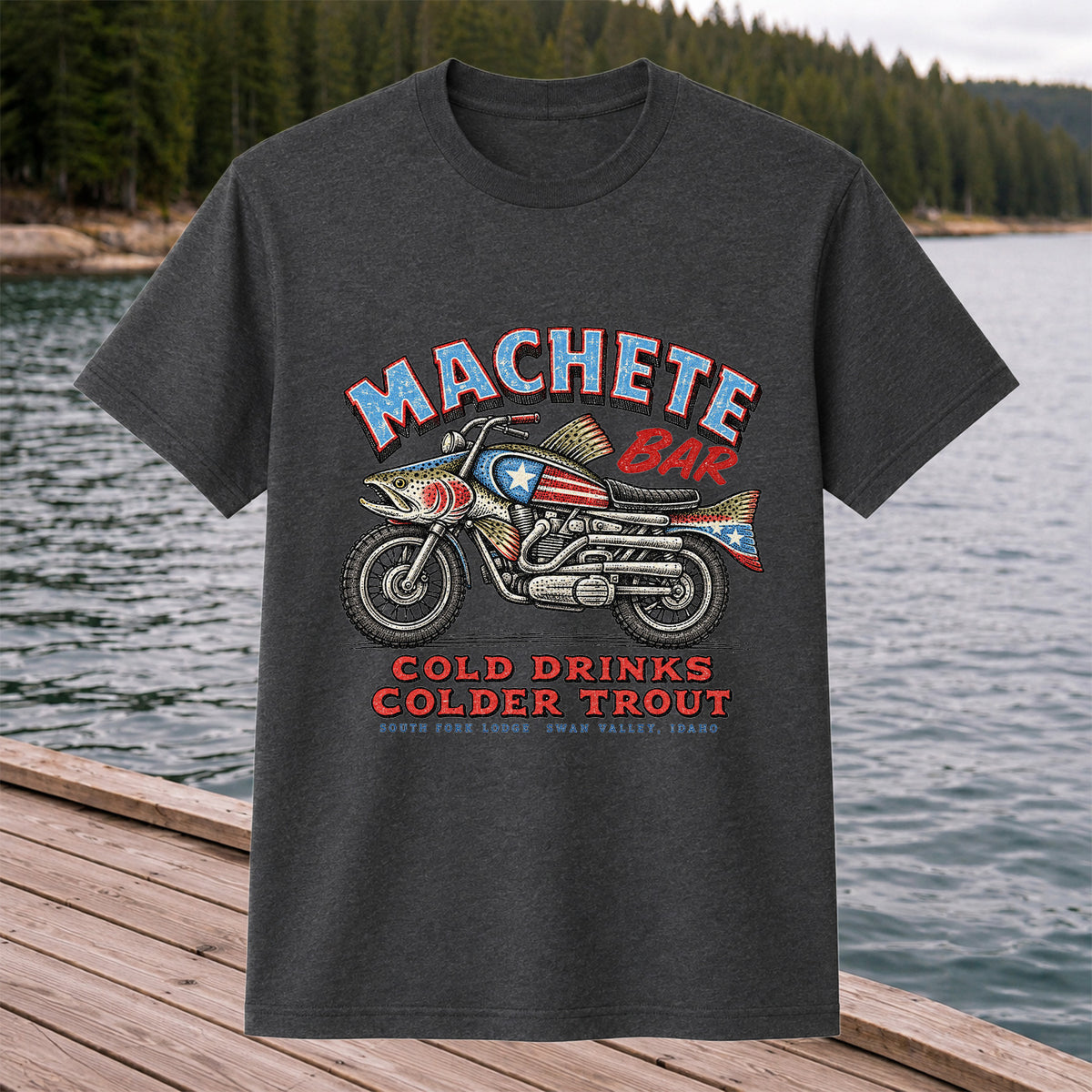 Machete Bar Cold Drinks Colder Trout Fishing T-Shirt